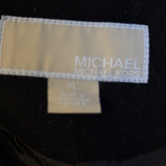Michael Kors Black Pea Coat Sz XL Double Breasted Wool Blend Gold Buttons Preppy - Picture 8 of 9
